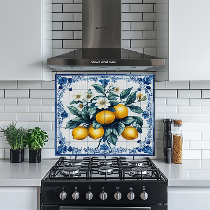 Lemon Branches One Piece Tempered Glass Kitchen Splashback For Stove Behind, Kitchen Backsplash, Wall Art
