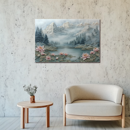 Made in USA, Floral Landscape Tempered Glass Backsplash Behind Stove & Wall Art – Rustic Pine Tree Splashback