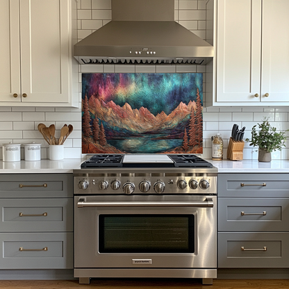 Landscape Design in Copper Look Printed Tempered Glass Kitchen Backsplash Splashback Wall Art Panel