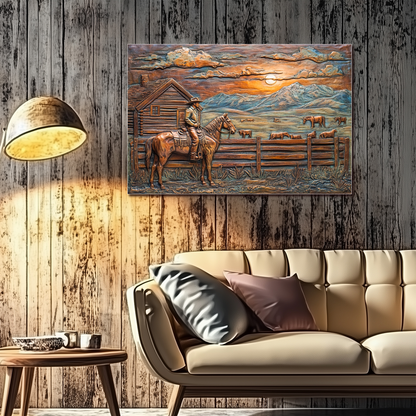 Copper Look Farm House One Piece Tempered Glass Kitchen Splashback For Stove Behind, Kitchen Backsplash, Wall Art