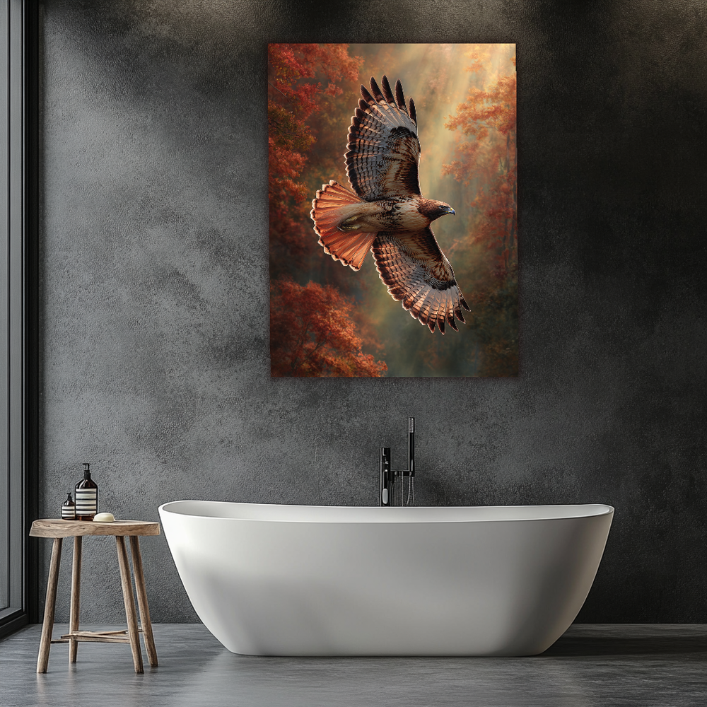 Hawk Copper Look One Piece Tempered Glass Kitchen Backsplash for Stove Behind, Kitchen Splashback, Glass Wall Art