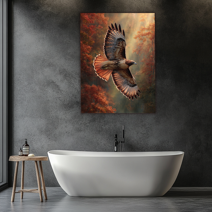 Hawk Copper Look One Piece Tempered Glass Kitchen Backsplash for Stove Behind, Kitchen Splashback, Glass Wall Art