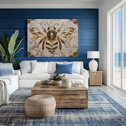 Magnificent Bee Print One Piece Tempered Glass Kitchen Splashback For Stove Behind, Kitchen Backsplash, Wall Art
