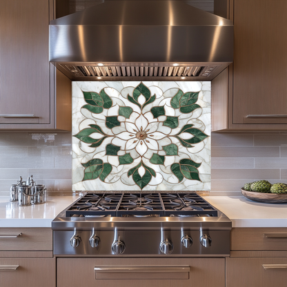 Marble Look One Piece Tempered Glass Kitchen Splashback For Stove Behind, Kitchen Backsplash