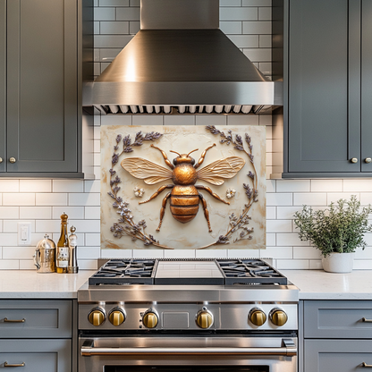 One Piece Tempered Glass Kitchen Splashback For Stove Behind, Copper Bee Look Backsplash