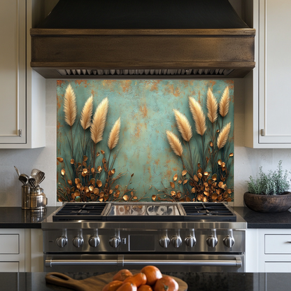 Rustic Pampas Kitchen Glass • Neutral Wall Panel • Boho Inspired Decor • Modern Nature Accent • Kitchen Wall Art