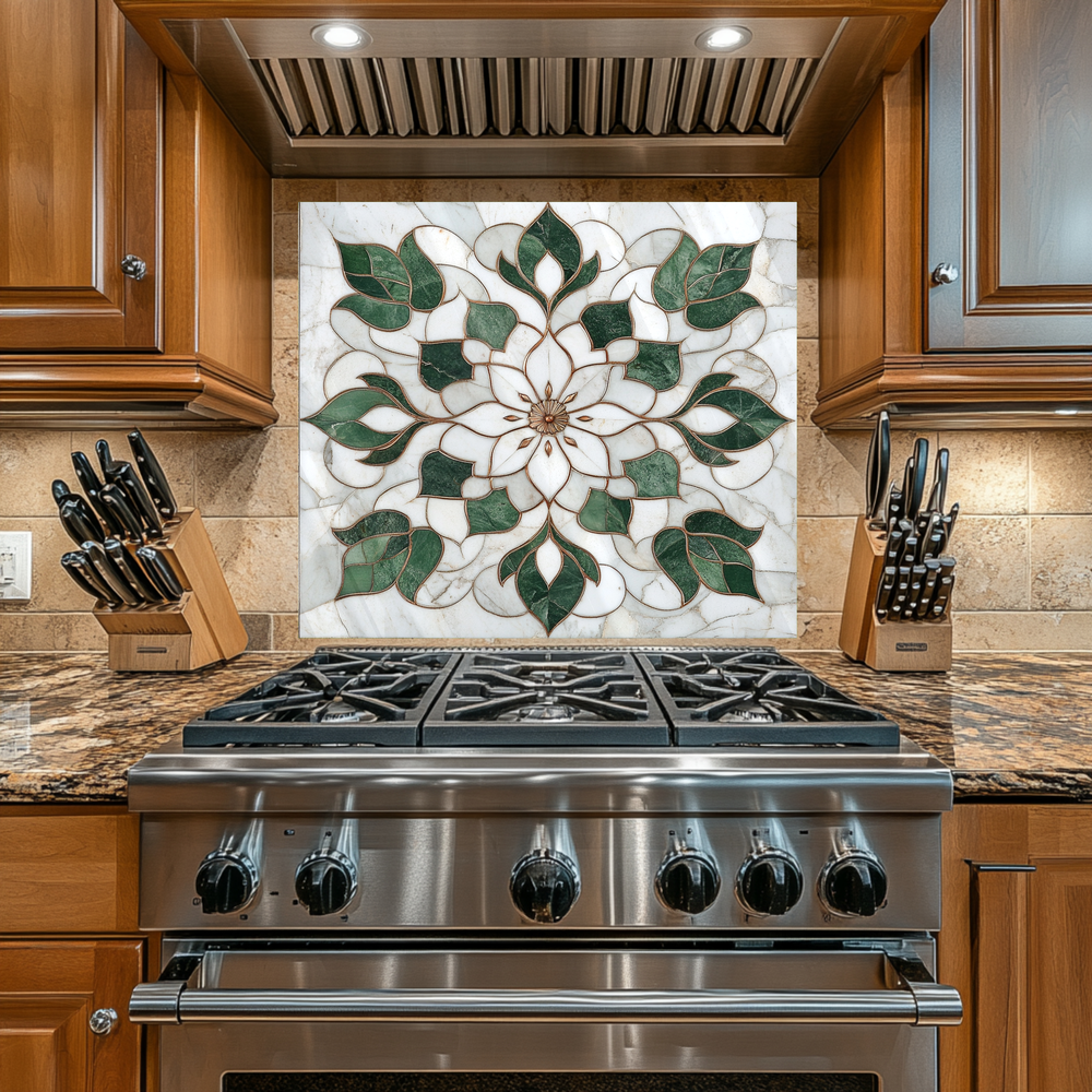 Marble Look One Piece Tempered Glass Kitchen Splashback For Stove Behind, Kitchen Backsplash