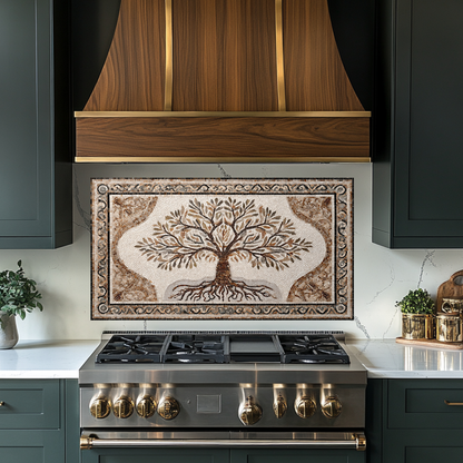 Made in USA Mosaic Tree Glass Backsplash Splashback – Artistic Glass Wall Panel for Kitchen & Bathroom, Handmade Style Tree Glass Art