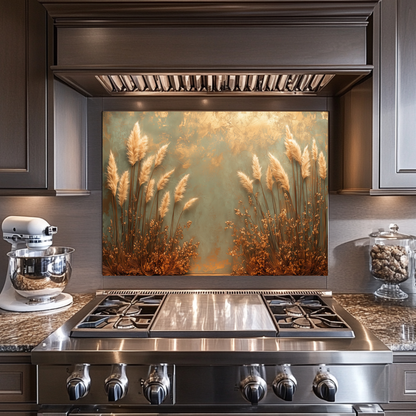 Rustic Pampas Kitchen Glass • Neutral Wall Panel • Boho Inspired Decor • Modern Nature Accent • Kitchen Wall Art