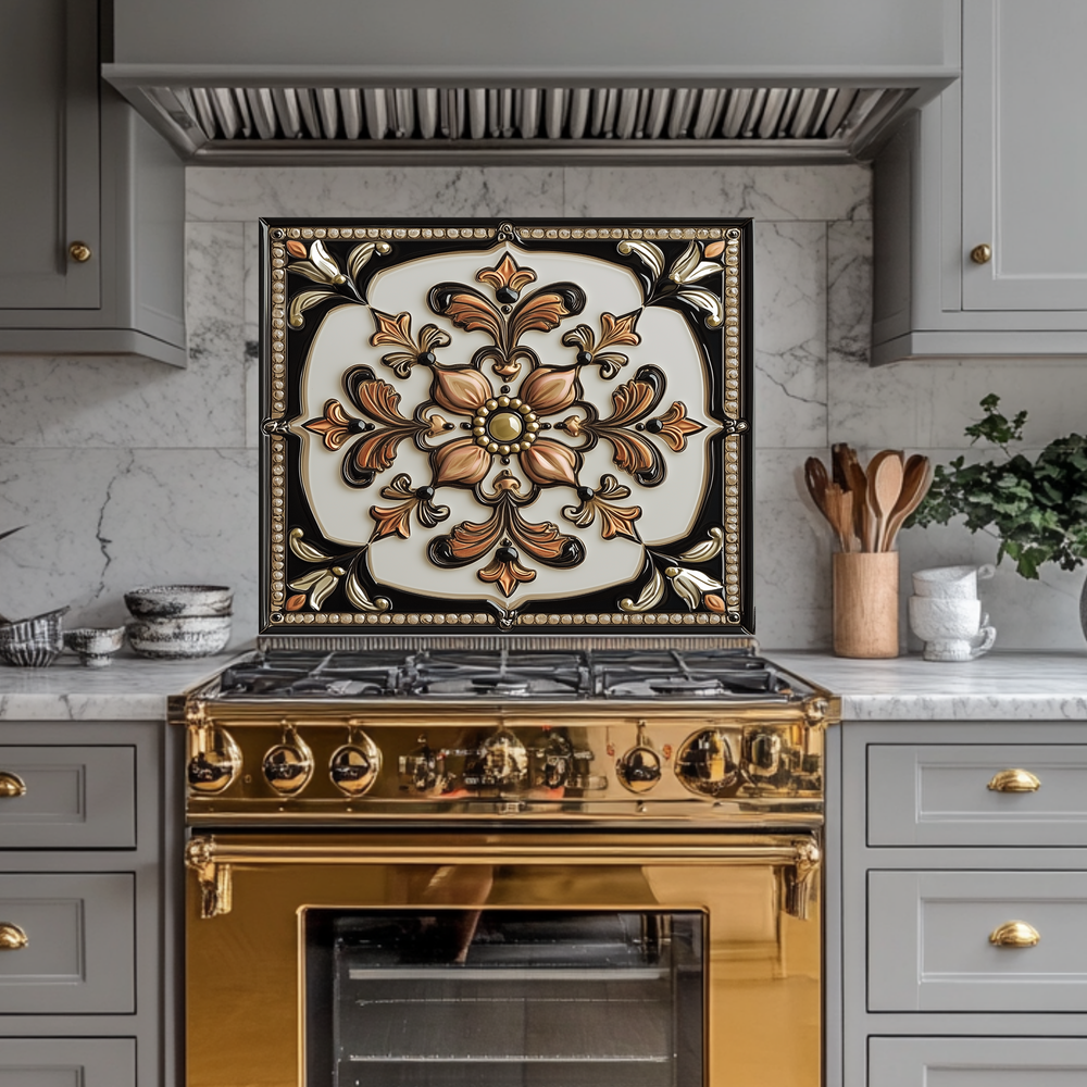 Glass Backsplash, Pattern Tile Look One Piece Tempered Glass Kitchen Splashback For Stove Behind, Marble Look Backsplash, Kitchen Backsplash