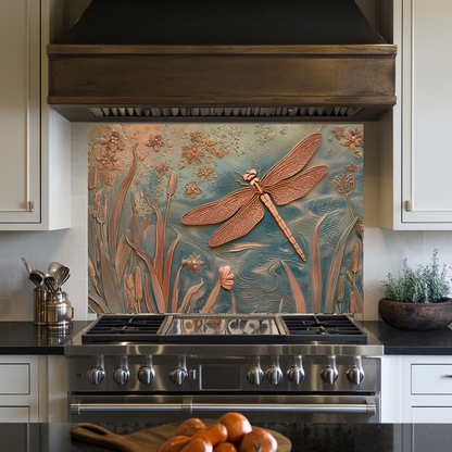 Elegant Dragonfly Glass Backsplash • Decorative Kitchen Panel • Modern Nature Wall Art • Sophisticated Home Accent