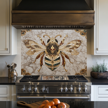 Magnificent Bee Print One Piece Tempered Glass Kitchen Splashback For Stove Behind, Kitchen Backsplash, Wall Art