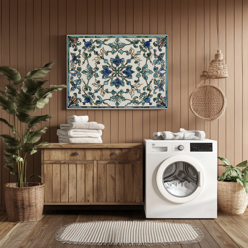 Ceramic Painting Look One Piece Tempered Glass Kitchen Splashback For Stove Behind, Kitchen Backsplash, Wall Art