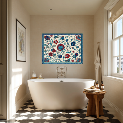 Ottoman Inspired Turkish Glass Backsplash Tile, Decorative Kitchen Splashback, Custom Printed Glass, USA Made