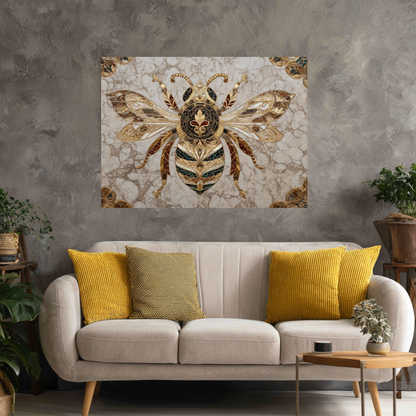 Magnificent Bee Print One Piece Tempered Glass Kitchen Splashback For Stove Behind, Kitchen Backsplash, Wall Art
