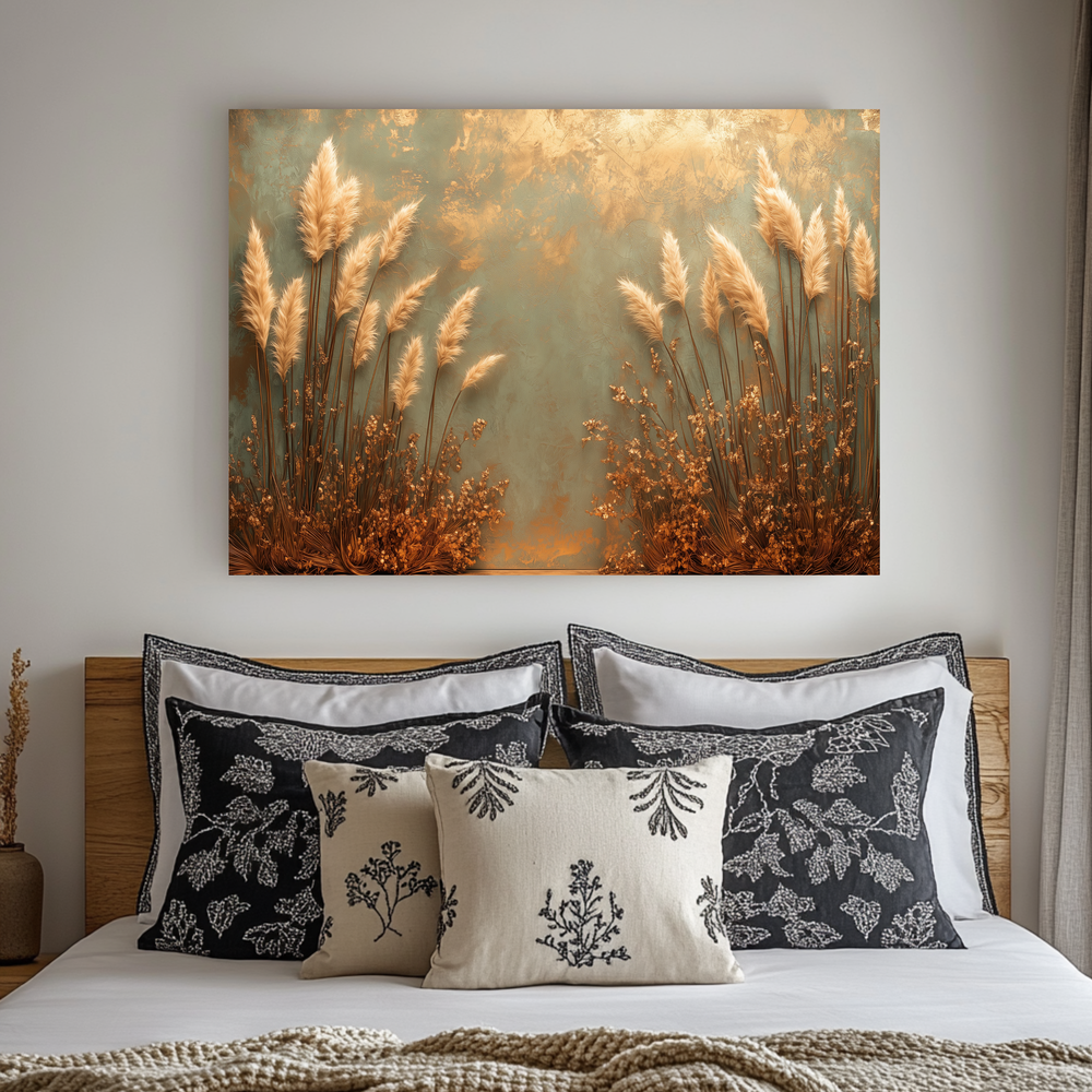 Rustic Pampas Kitchen Glass • Neutral Wall Panel • Boho Inspired Decor • Modern Nature Accent • Kitchen Wall Art