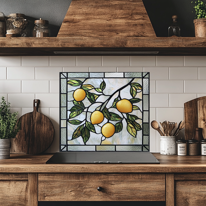 Stained Glass Look Kitchen Backsplash, Lemon Tile One Piece Tempered Glass Kitchen Splashback For Stove Behind, Oven Backsplash (Kopya)