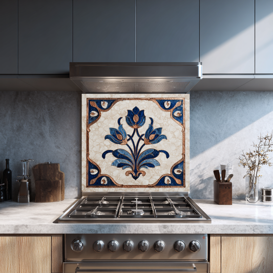 Glass Backsplash, Pattern Tile Look One Piece Tempered Glass Kitchen Splashback For Stove Behind, Marble Look Backsplash, Kitchen Backsplash