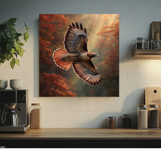 Hawk Copper Look One Piece Tempered Glass Kitchen Backsplash for Stove Behind, Kitchen Splashback, Glass Wall Art