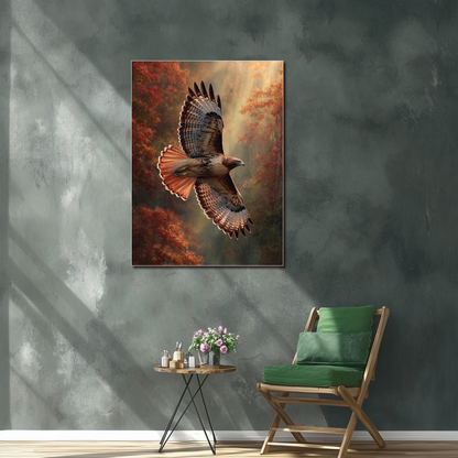 Hawk Copper Look One Piece Tempered Glass Kitchen Backsplash for Stove Behind, Kitchen Splashback, Glass Wall Art
