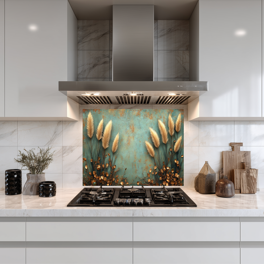 Rustic Pampas Kitchen Glass • Neutral Wall Panel • Boho Inspired Decor • Modern Nature Accent • Kitchen Wall Art