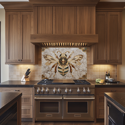 Magnificent Bee Print One Piece Tempered Glass Kitchen Splashback For Stove Behind, Kitchen Backsplash, Wall Art