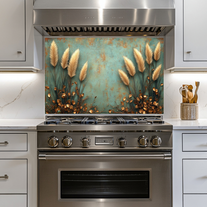 Rustic Pampas Kitchen Glass • Neutral Wall Panel • Boho Inspired Decor • Modern Nature Accent • Kitchen Wall Art