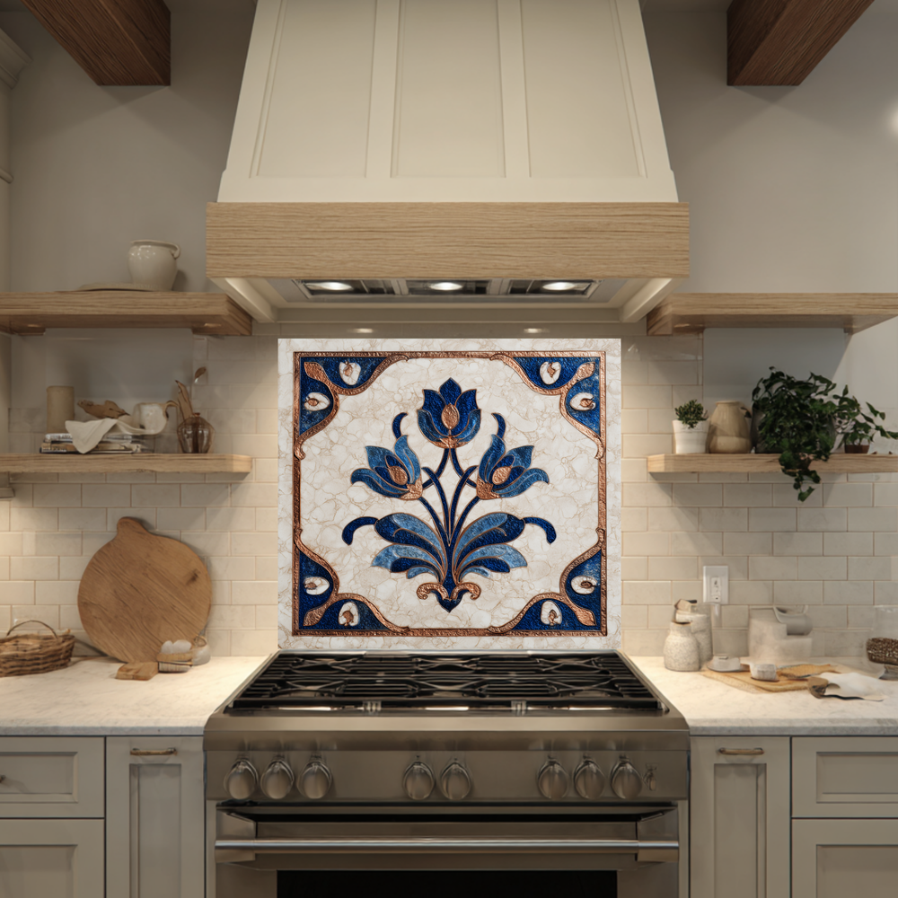 Glass Backsplash, Pattern Tile Look One Piece Tempered Glass Kitchen Splashback For Stove Behind, Marble Look Backsplash, Kitchen Backsplash