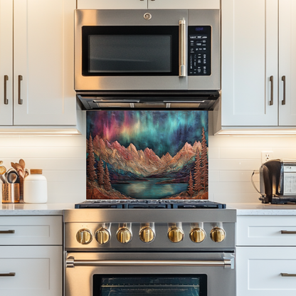 Landscape Design in Copper Look Printed Tempered Glass Kitchen Backsplash Splashback Wall Art Panel