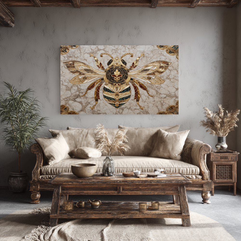Magnificent Bee Print One Piece Tempered Glass Kitchen Splashback For Stove Behind, Kitchen Backsplash, Wall Art