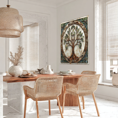 Tree of Life Glass Artwork • Boho Wall Accent • Nature Inspired Kitchen Backsplash Panel • Colorful Modern Home Decor